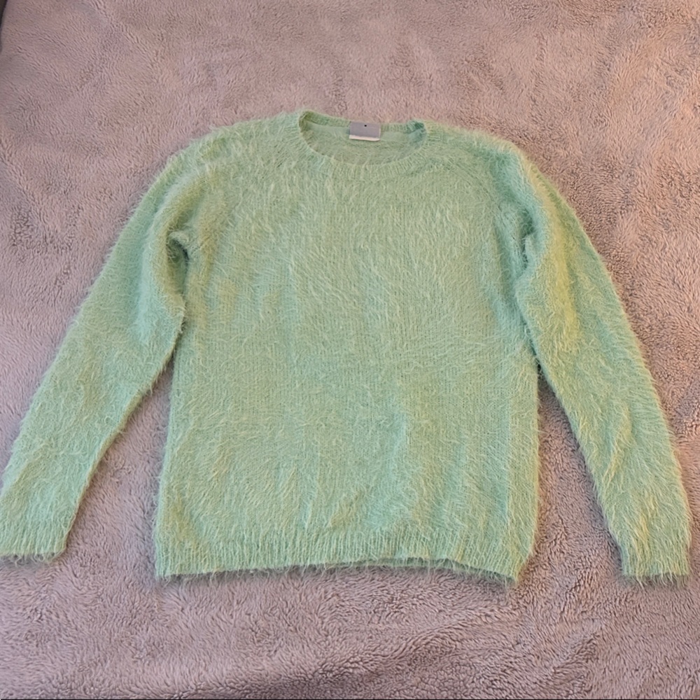 Noisy may Light Green Fuzzy Sweater